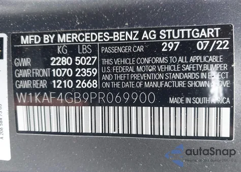 2023 Mercedes-Benz C 300 Sedan from USA, damaged, VIN W1KAF4GB9PR069900
